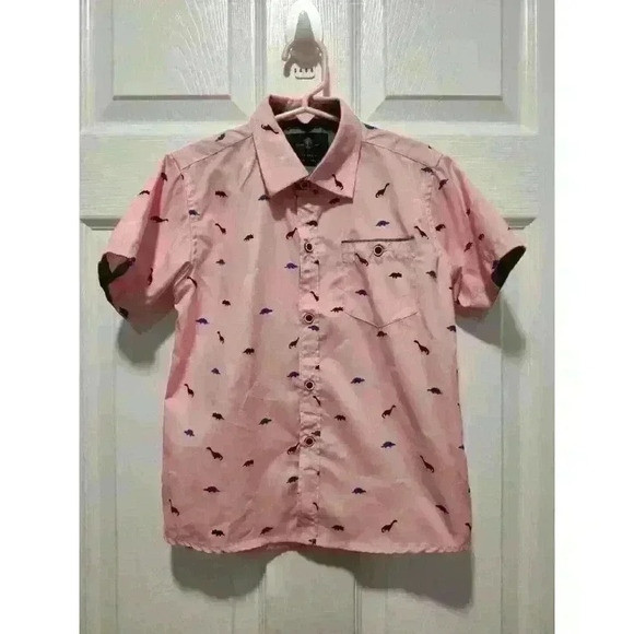 Craft+ Flow dinosaur pattern Pink button up Shirt Boys Size 5 - Picture 2 of 7